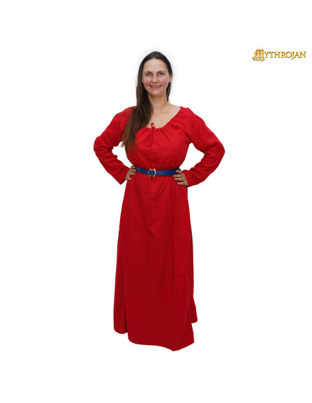 Long medieval dress model 'Maiden', red