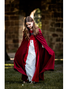 Long medieval children's cape model Agnes, red color 2