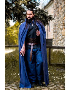 Long blue medieval cape