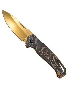 Third tactical knife 3D design gold skull (20.3 cm.)