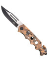 Third tactical knife skull design, wood color (21.2 cm.)