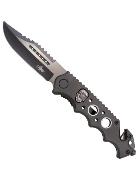 Third Tactical Knife Blackened Skulls...