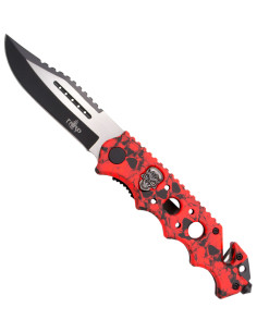 Third tactical knife, skull design, red (21.2 cm.)