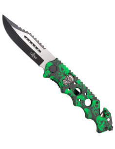 Third tactical knife, skull design, green (21.2 cm.)