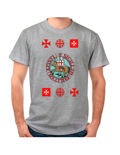 Grey T-shirt Knights Templar with Crosses