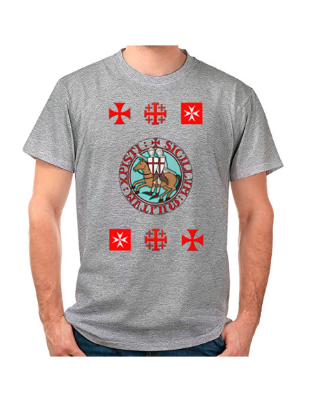 Grey T-shirt Knights Templar with...