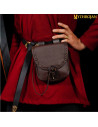 Medieval leather bag with horn closure - Brown