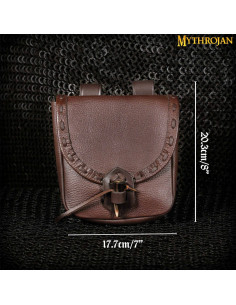 Medieval leather bag with horn closure - Brown 2