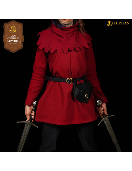 Viking-medieval leather belt bag in...