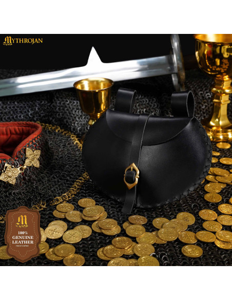 Viking-medieval leather belt bag in...