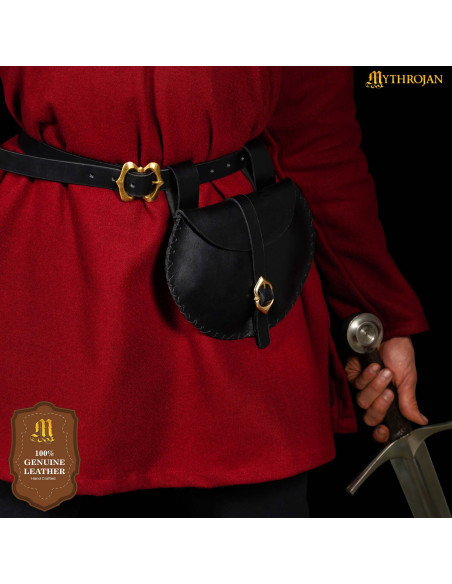 Viking-medieval leather belt bag in...