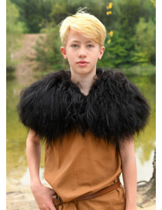 Viking shoulder pads for children in black sheepskin
