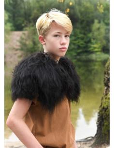 Viking shoulder pads for children in black sheepskin 2