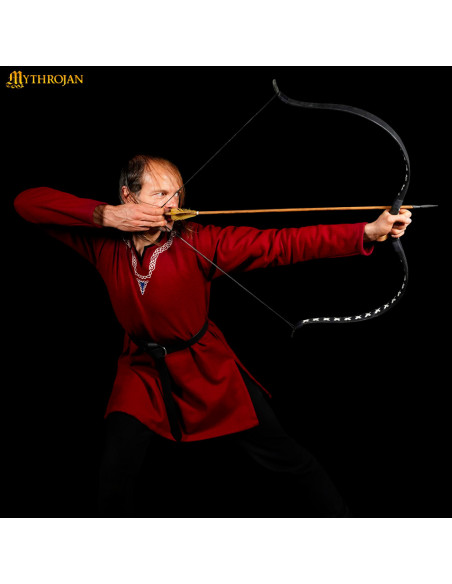 Medieval black leather belt with ring