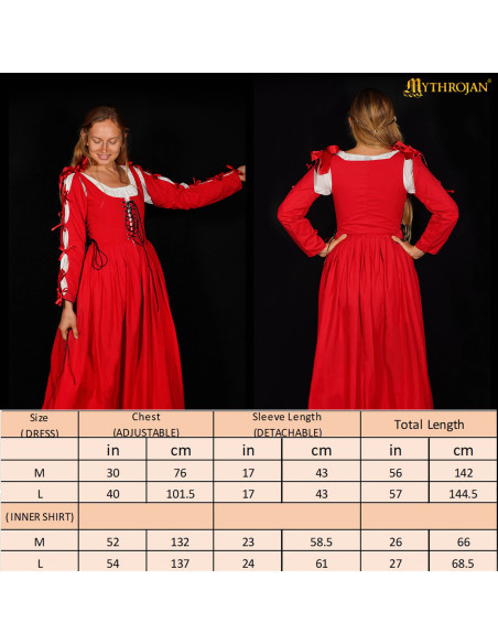 Irish Medieval Renaissance Dress, Red