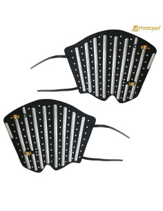 Medieval greaves 14th century in leather and steel