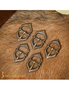 Set of 5 aged buckles for armor straps 2