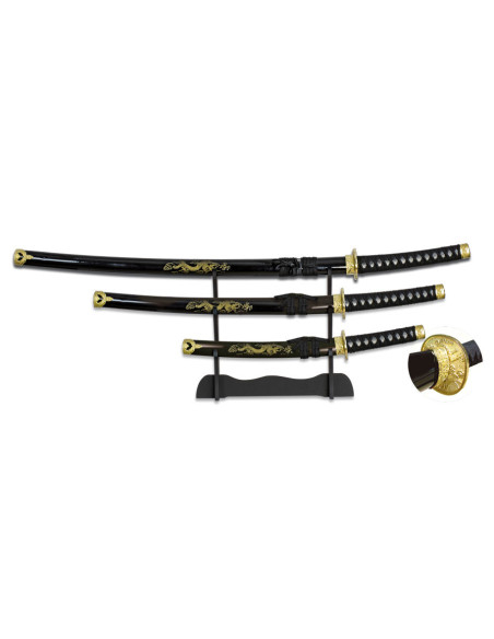 Katana, Wakizashi and Tanto red with...