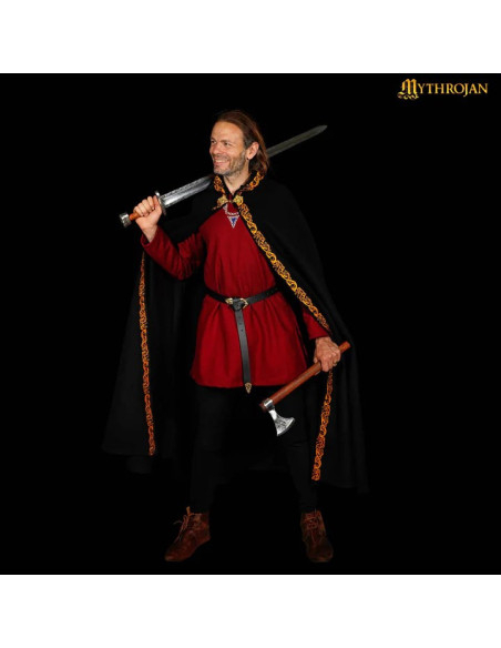 Medieval wool cape with decorated...