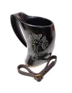 Medieval Viking tankard with strap, Tree of Life design... 2