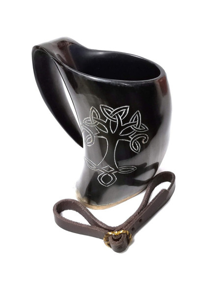 Medieval Viking tankard with strap,...