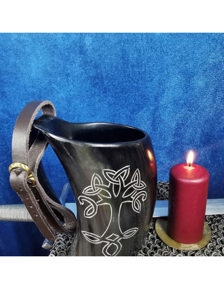 Medieval Viking tankard with strap,...