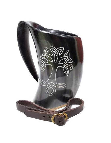 Medieval Viking tankard with strap,...