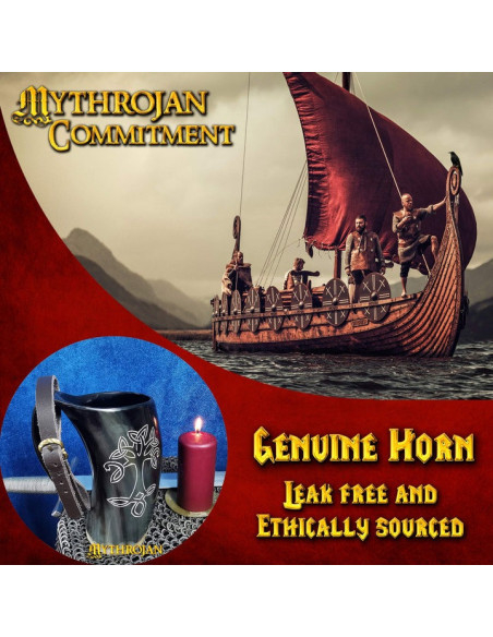 Medieval Viking tankard with strap,...