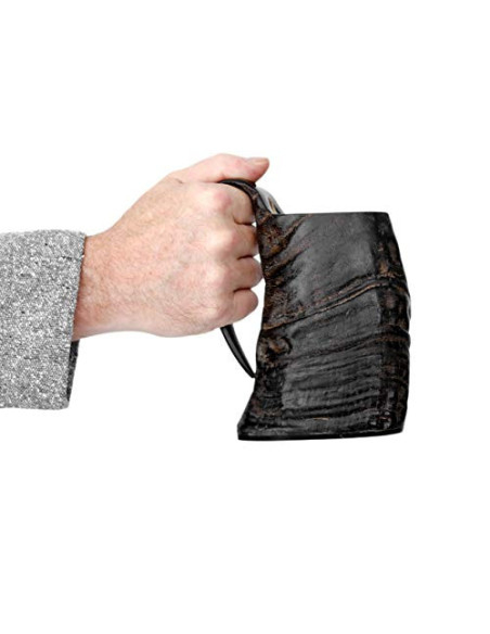 Medieval horn drinking jug with pouch