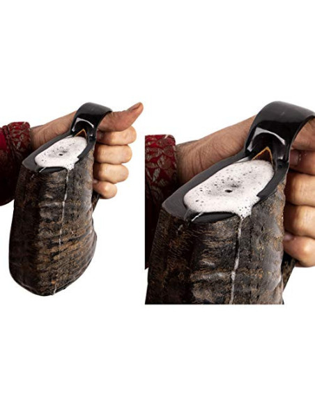 Medieval horn drinking jug with pouch