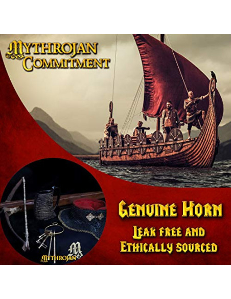 Medieval horn drinking jug with pouch