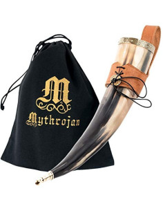 Viking drinking horn with brown baldric (400 ml.)
