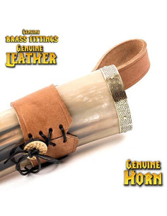 Viking drinking horn with brown baldric (400 ml.) 2