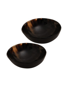 Set of 2 medieval bowls in natural antler (15 cm.)