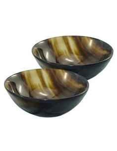 Set of 2 medieval bowls in natural antler (15 cm.) 2