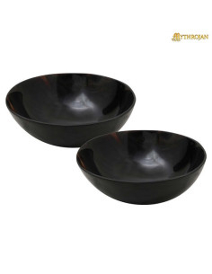 Set of 2 medieval ox horn bowls, small (4 x 10.1 cm.)