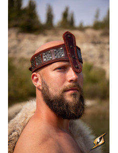 Force headband, with nose guard, dark brown