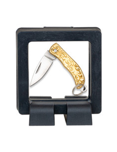 Miniature knife keychain pendant with display, blade 2.5 cm.