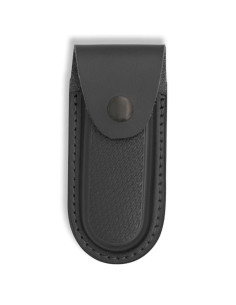 Black leather hard case for knives (12x6 cm.)