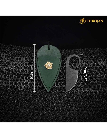 Hand-forged Celtic knife with green...