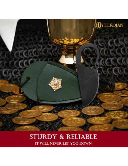 Hand-forged Celtic knife with green...