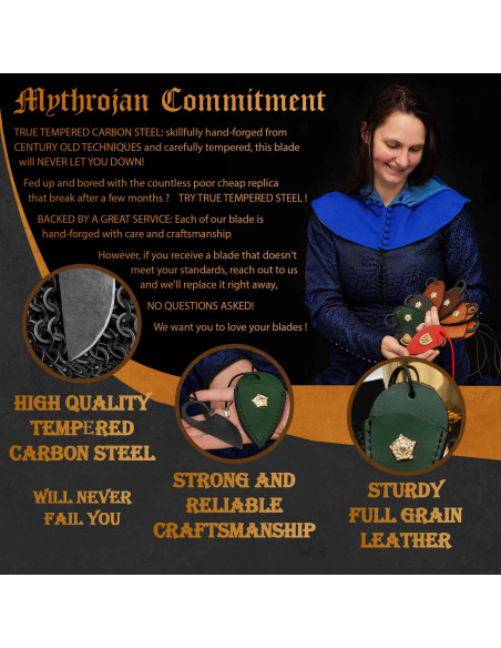 Hand-forged Celtic knife with green...