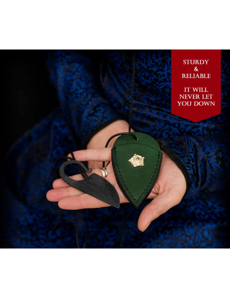 Hand-forged Celtic knife with green...