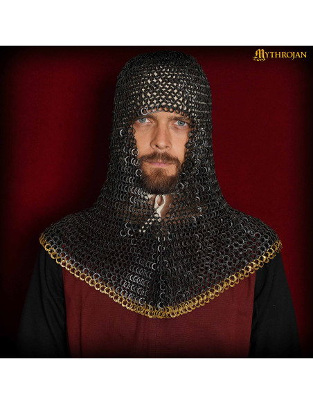 Brass-edged chainmail hauberk (9 mm.)