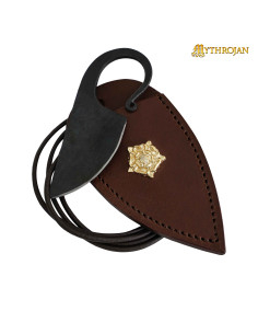 Hand-forged Celtic knife brown leather sheath