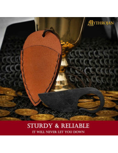 Hand-forged Celtic knife basic brown leather sheath 2