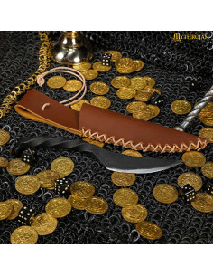 Medieval knife with twisted handle and leather sheath... 2