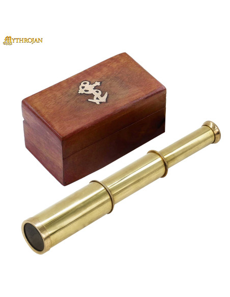 Pirate telescope in brass with wooden...