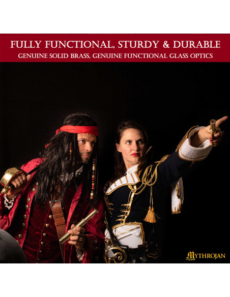 Pirate telescope in brass with wooden...