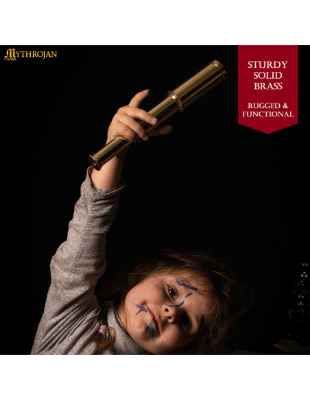 Pirate telescope in brass with wooden...